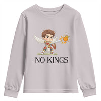 No Kings Youth Sweatshirt Funny Saint Michael Topples The Crown