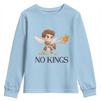 No Kings Youth Sweatshirt Funny Saint Michael Topples The Crown