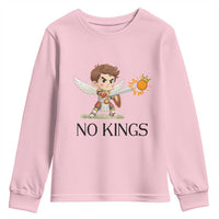 No Kings Youth Sweatshirt Funny Saint Michael Topples The Crown