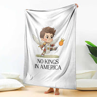No Kings In America Throw Blanket Funny Saint Michael Kicking Crown