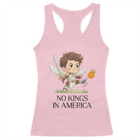 No Kings In America Racerback Tank Top Funny Saint Michael Kicking Crown