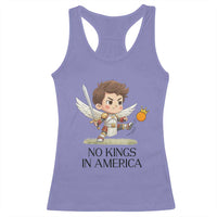 No Kings In America Racerback Tank Top Funny Saint Michael Kicking Crown