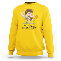 No Kings In America Sweatshirt Funny Saint Michael Kicking Crown