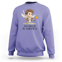 No Kings In America Sweatshirt Funny Saint Michael Kicking Crown