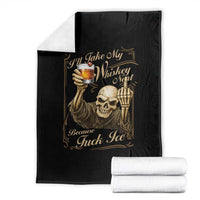 Skeleton Whiskey Throw Blanket I Will Take My Whiskey Neat No Ice