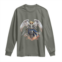 Archangel Saint Michael Warrior Long Sleeve Shirt Catholic Protection Gift