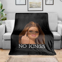 No Kings Throw Blanket Funny Disgusted Doll Face Meme