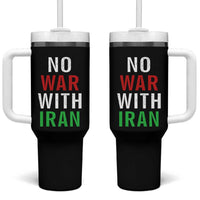 No War With Iran Tumbler With Handle Anti War Political Protest Statement