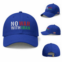 No War With Iran Baseball Cap Anti War Protest Apparel Gift