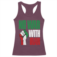 No War With Iran Racerback Tank Top Peace Activist Gift