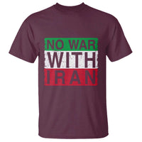 No War With Iran T Shirt Solidarity With Iranian People Peace