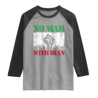 No War With Iran Raglan Shirt Free Iran Peace Seeker Gift