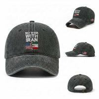 No War With Iran Washed Cotton Baseball Cap Support Iranian People Peace