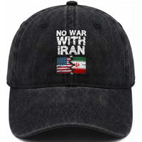 No War With Iran Washed Cotton Baseball Cap Support Iranian People Peace