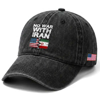 No War With Iran Washed Cotton Baseball Cap Support Iranian People Peace