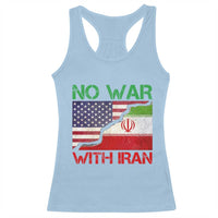 No War With Iran Racerback Tank Top Middle East Freedom