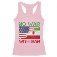 No War With Iran Racerback Tank Top Middle East Freedom