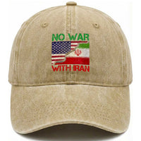 No War With Iran Washed Cotton Baseball Cap Middle East Freedom