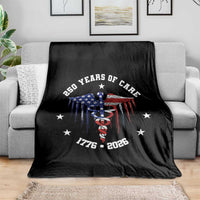 Patriotic Nurse 250 Years Of Care Throw Blanket Healthcare Worker Gift