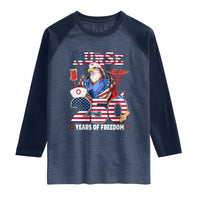 Bald Eagle Nurse 250 Years Of Freedom Raglan Shirt Patriotic American Nurse Gift
