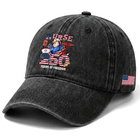 Bald Eagle Nurse 250 Years Of Freedom Washed Cotton Baseball Cap Patriotic American Nurse Gift