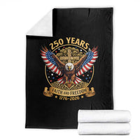 Faith And Freedom 250 Years Throw Blanket Patriotic Eagle Cross Gift