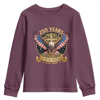 Faith And Freedom 250 Years Youth Sweatshirt Patriotic Eagle Cross Gift