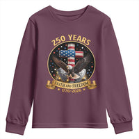 Christian Patriotic Eagle Cross Youth Sweatshirt 250 Years Faith And Freedom USA Gift