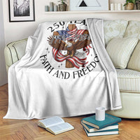 250 Years Faith And Freedom Throw Blanket Patriotic Christian Eagle