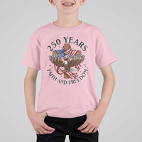 250 Years Faith And Freedom T Shirt For Kid Patriotic Christian Eagle
