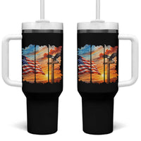 Faith And Freedom Christian American Flag Eagle Tumbler With Handle American Faith Pride