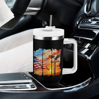 Faith And Freedom Christian American Flag Eagle Tumbler With Handle American Faith Pride