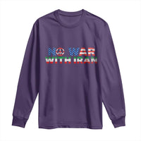 No War USA Iran Flag Long Sleeve Shirt Iranian Freedom Peace Advocate Gift