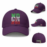No Us Israel War On Iran Baseball Cap Anti War Political Protest Statement