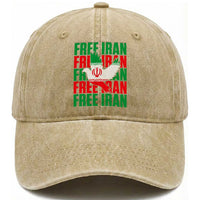 Freedom Dove Flag Washed Cotton Baseball Cap Peaceful Iran Support