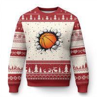 Funny Basketball Bursting Through Wall Ugly Christmas Sweater Sports Fan Gift
