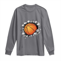 Funny Basketball Bursting Through Wall Long Sleeve Shirt Sports Fan Gift
