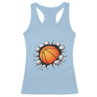 Funny Basketball Bursting Through Wall Racerback Tank Top Sports Fan Gift
