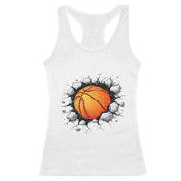 Funny Basketball Bursting Through Wall Racerback Tank Top Sports Fan Gift