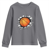 Funny Basketball Bursting Through Wall Youth Sweatshirt Sports Fan Gift
