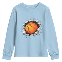 Funny Basketball Bursting Through Wall Youth Sweatshirt Sports Fan Gift