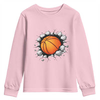 Funny Basketball Bursting Through Wall Youth Sweatshirt Sports Fan Gift