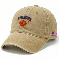 Arizona State Pride Washed Cotton Baseball Cap Flaming Basketball Coach Gift