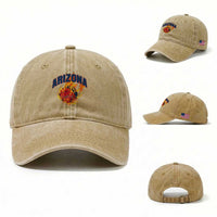 Arizona State Pride Washed Cotton Baseball Cap Flaming Basketball Coach Gift