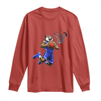 Funny Wildcat Dunking Basketball Long Sleeve Shirt Gift For Sports Fan