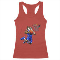 Funny Wildcat Dunking Basketball Racerback Tank Top Gift For Sports Fan