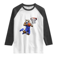 Funny Wildcat Dunking Basketball Raglan Shirt Gift For Sports Fan