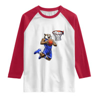 Funny Wildcat Dunking Basketball Raglan Shirt Gift For Sports Fan
