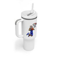 Funny Wildcat Dunking Basketball Tumbler With Handle Gift For Sports Fan