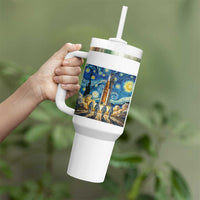 Lunar Mission Astronaut Starry Night Tumbler With Handle Space Lover Gift